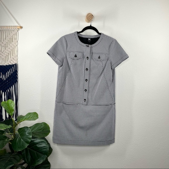 W by Worth Houndstooth 1/2 button drop waist shift dress - Picture 1 of 9